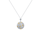 Silver and 24K Gold Zircon Moonlit Serenade Round Pendant