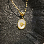 French Vintage Zircon and Mother-of-Pearl Star Pendant