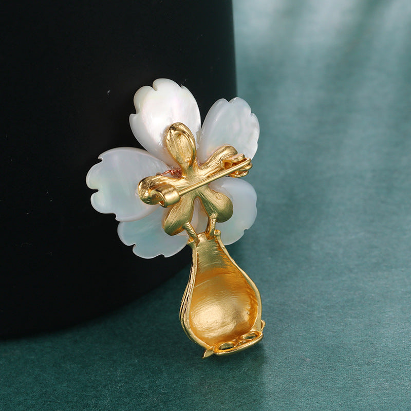 Vintage Mother-of-Pearl Vase Brooch