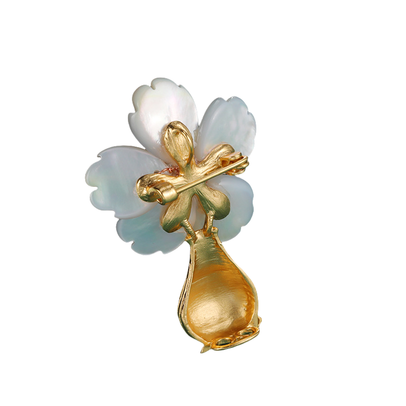 Vintage Mother-of-Pearl Vase Brooch