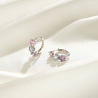 Silver Zircon Star Flower Earrings