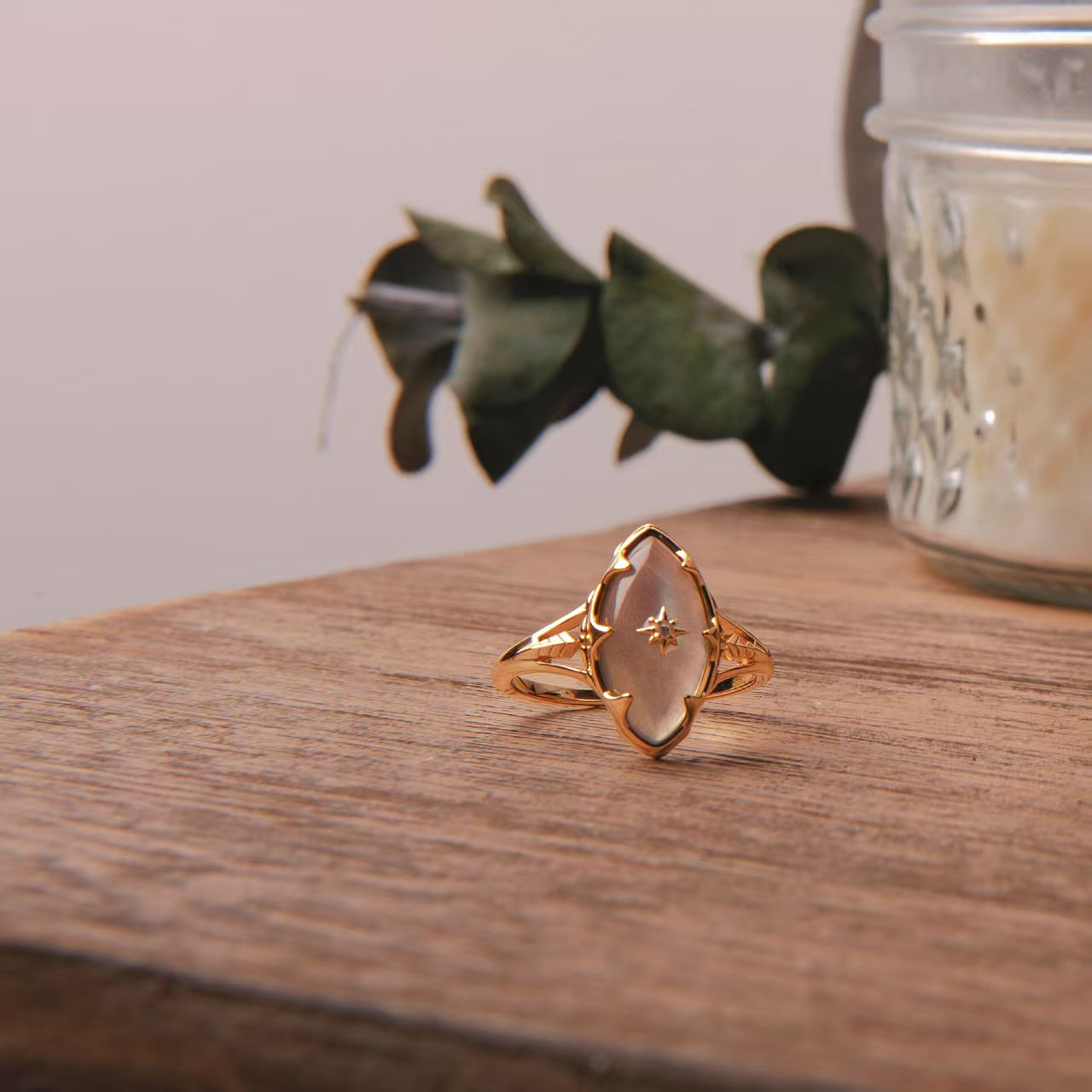 Vintage Marquette Labradorite 14K Gold-Plated Sterling Silver Ring