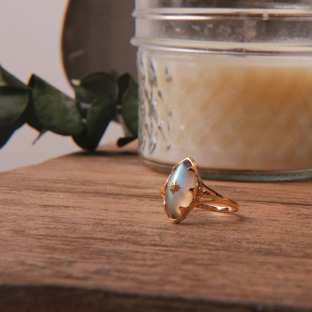 Vintage Marquette Labradorite 14K Gold-Plated Sterling Silver Ring