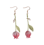 Handcrafted Twisted Flower Silk Pearl Lily of the Valley Earrings