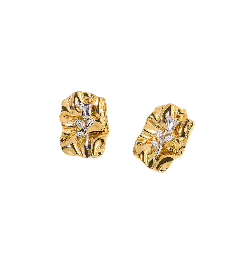 Brass Rose Earrings