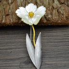 Amber and Mother-of-Pearl Floral Brooch