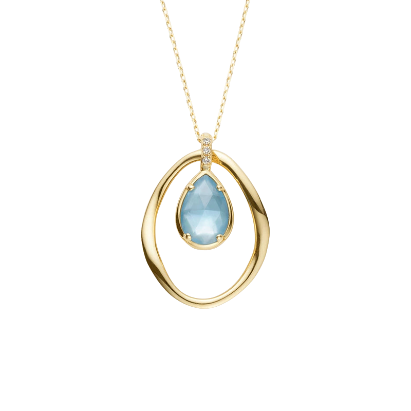 Teardrop Blue Topaz Circle Pendant