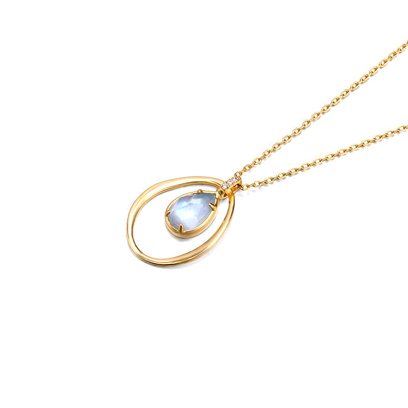 Teardrop Blue Topaz Circle Pendant
