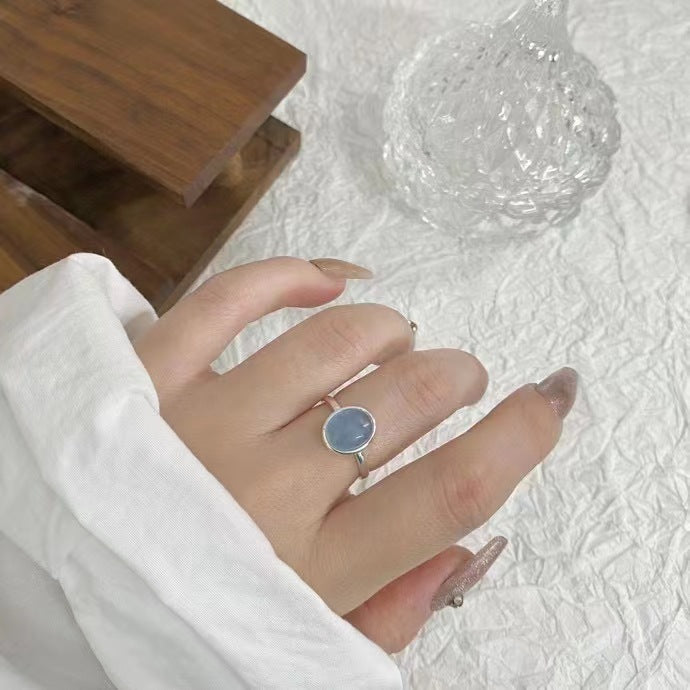 Minimalist Aquamarine Sterling Silver Ring