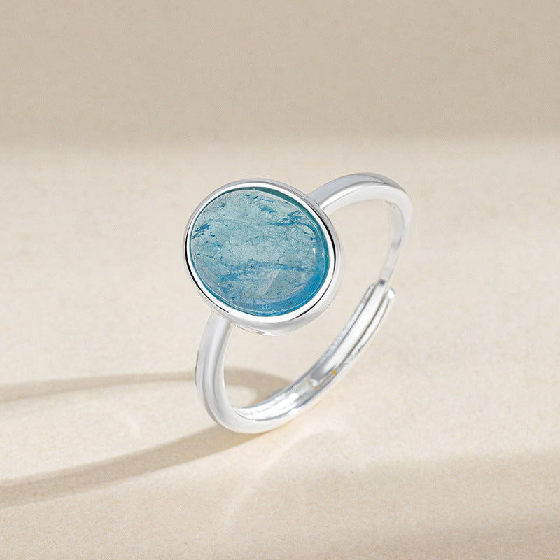 Minimalist Aquamarine Sterling Silver Ring