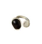 Vintage Silver Inlaid Wood Open Ring