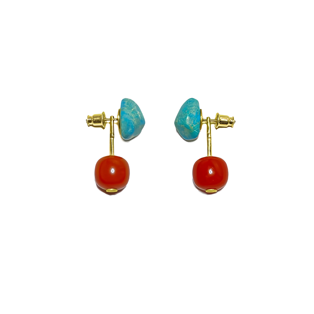 Turquoise and Agate Earrings