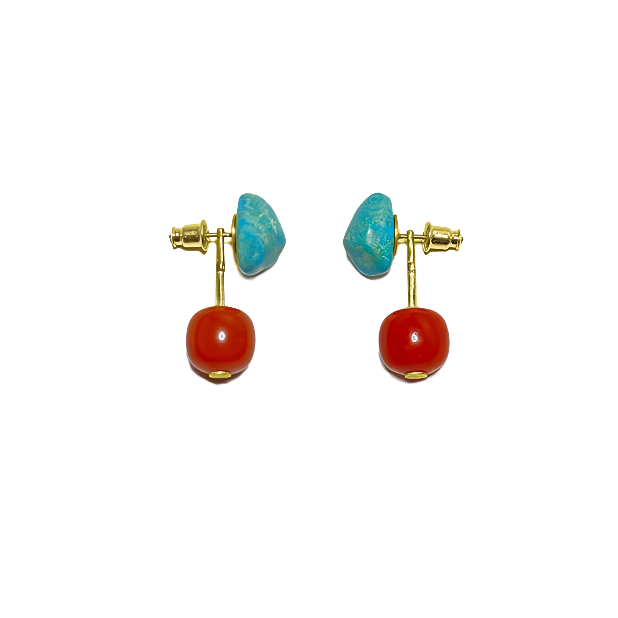 Turquoise and Agate Earrings