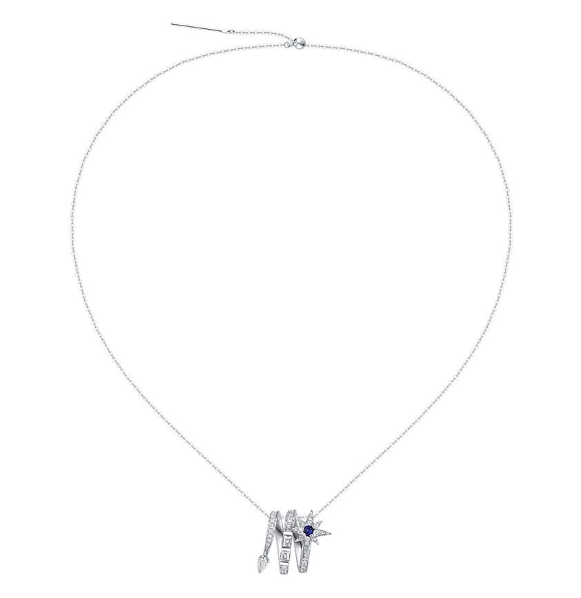 18K White Gold Diamond Sapphire Meteor Pendant - BYRDSTRÖM 