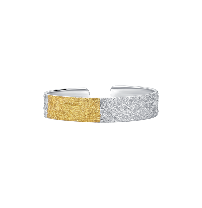Silver Weave of Whispers Melted Gold Bracelet - BYRDSTRÖM JEWELRY