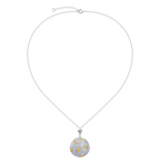 Silver and 24K Gold Zircon Moonlit Serenade Round Pendant