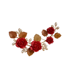 Pearl and Red Rose Brooch
