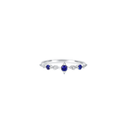 18K Gold Starry Platinum Diamond Sapphire Ring