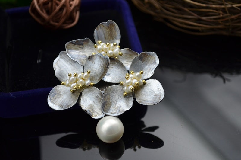 Pearl Vintage Floral Convertible Brooch/Pendant