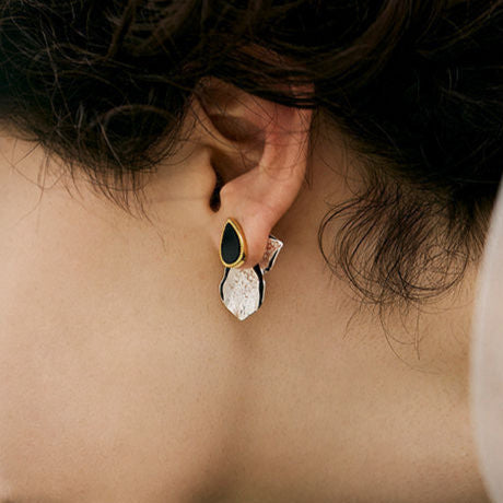 Vintage Silver-Plated Teardrop Petal Stud Earrings