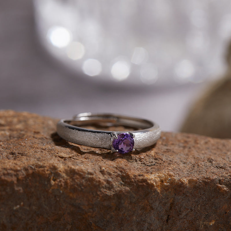 Brushed Matte Natural Colored Gemstone Ring (6 Colorways)