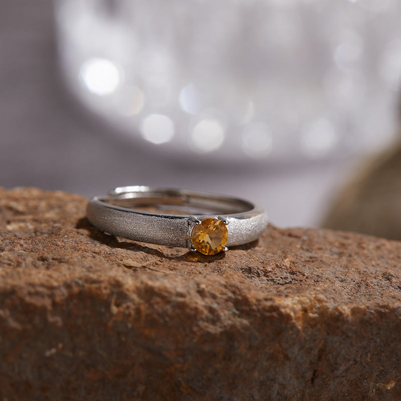 Brushed Matte Natural Colored Gemstone Ring (6 Colorways)