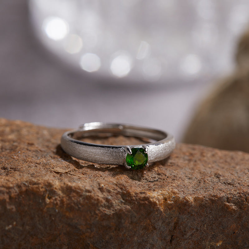 Brushed Matte Natural Colored Gemstone Ring (6 Colorways)