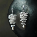 Pearl Silver Hollow Flower Earrings