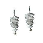 Pearl Silver Hollow Flower Earrings