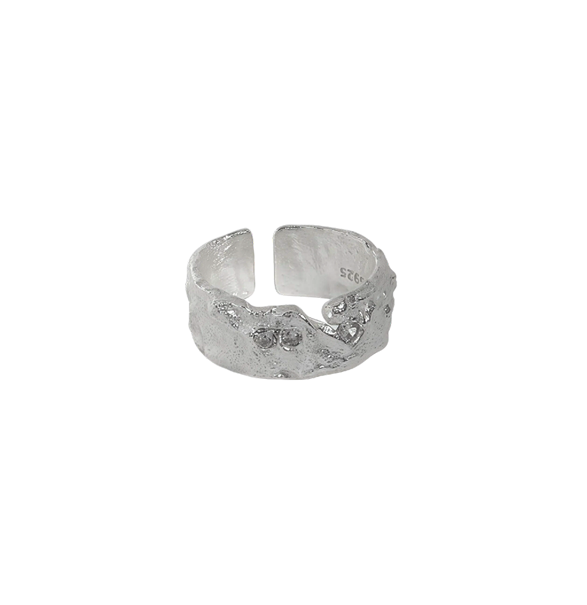 Irregular Faceted Zircon Silver Ring