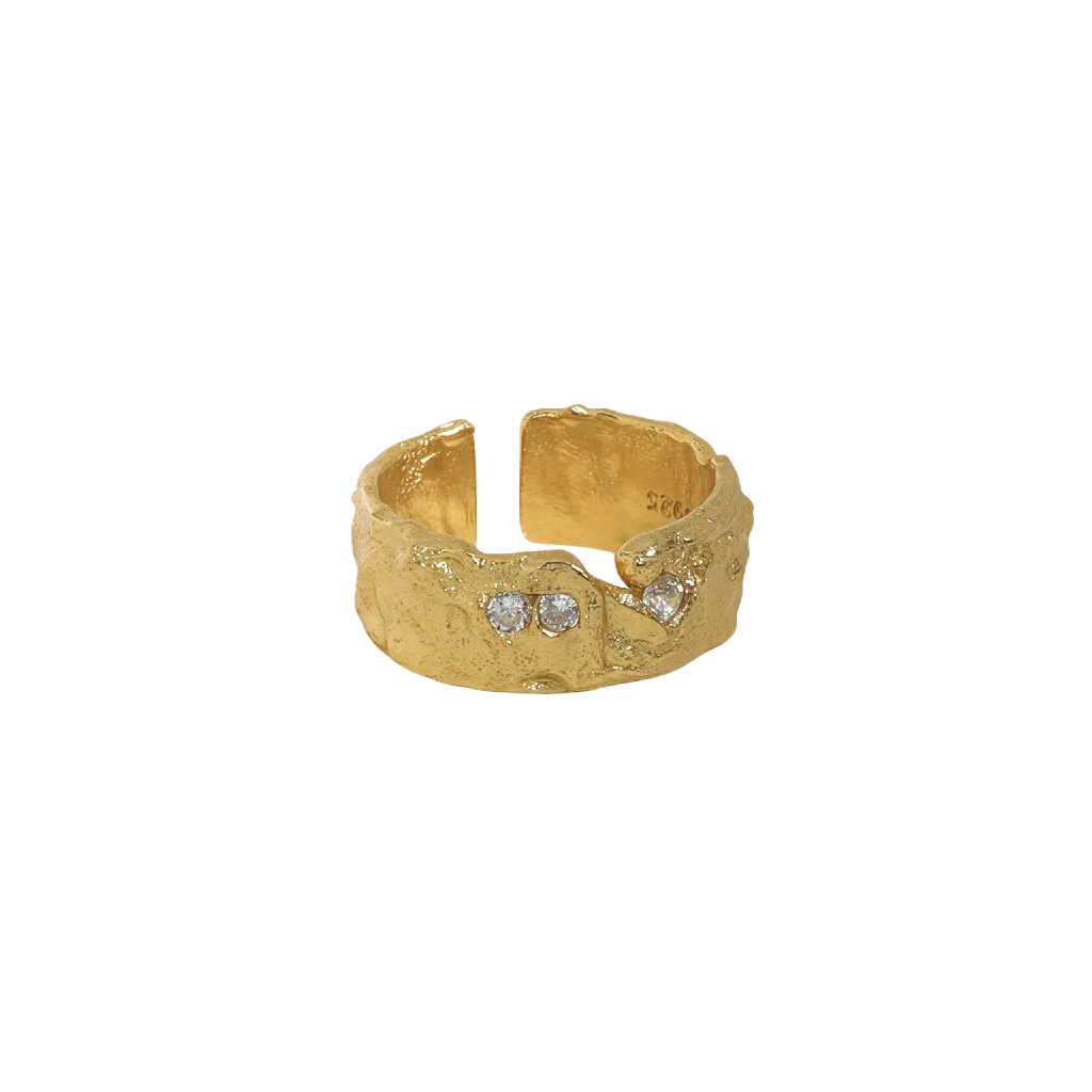 Irregular Faceted Zircon Silver Ring