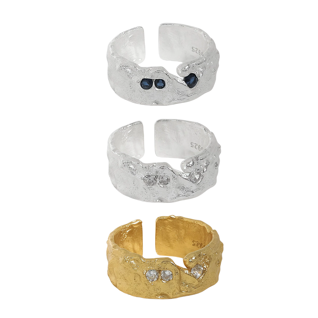 Irregular Faceted Zircon Silver Ring