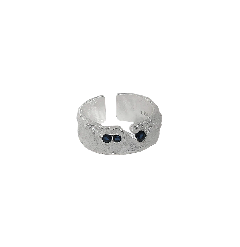 Irregular Faceted Zircon Silver Ring