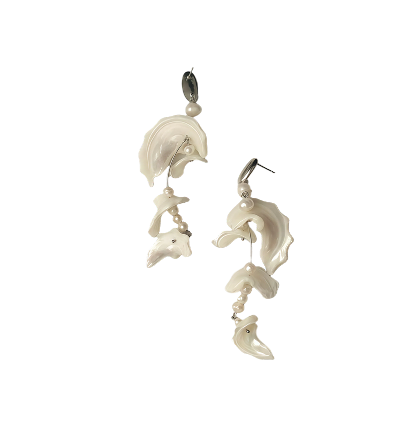 Baroque Shell and Freshwater Pearl Earrings