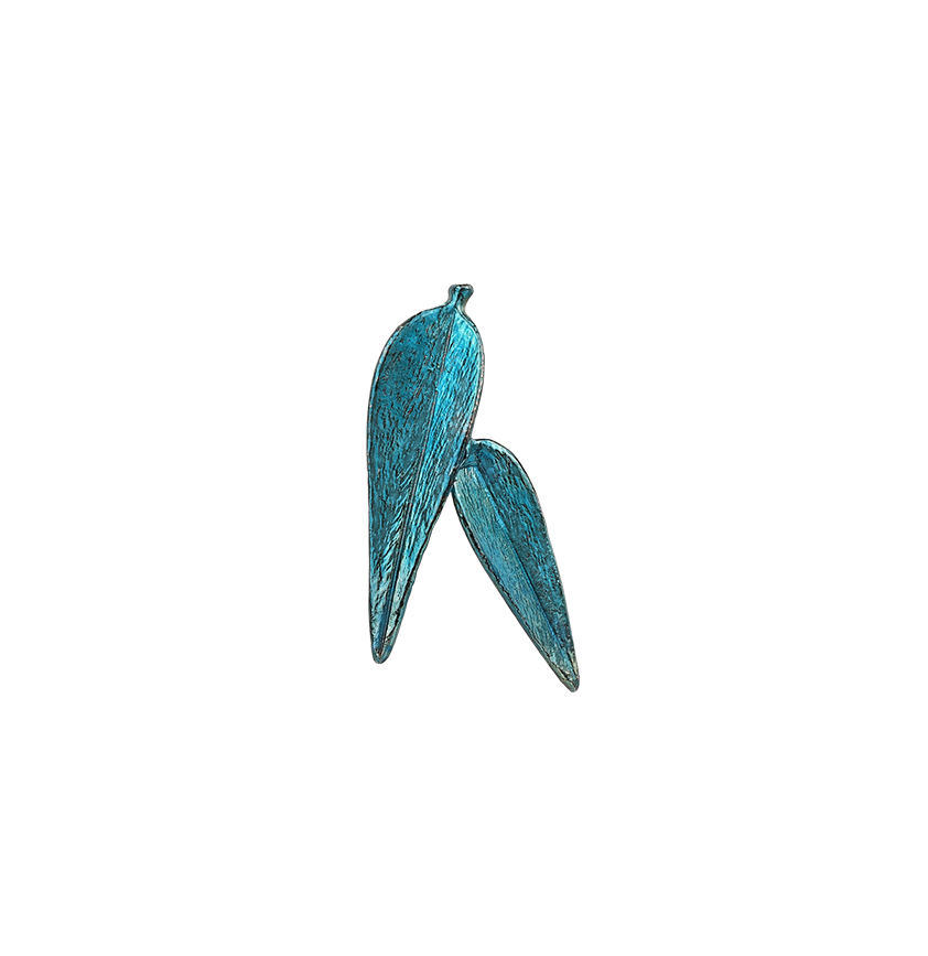 Silver Bamboo Shadow Blue Earrings