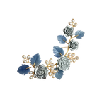 Blue Rose Pearl Brooch