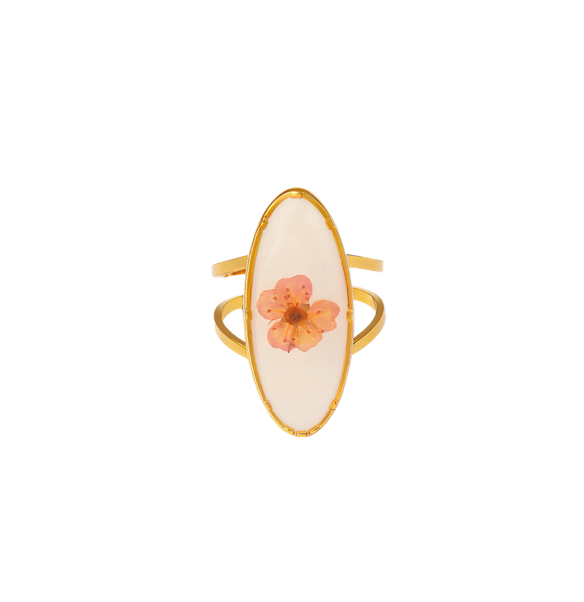 Pink Flower Botanical Specimen Ring