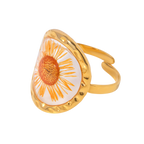 Sunflower Round Botanical Specimen Ring