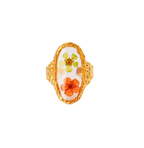 Two-Tone Flower Botanical Specimen Ruffled Ring