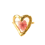 Pink Flower Heart-Shaped Botanical Specimen Ring