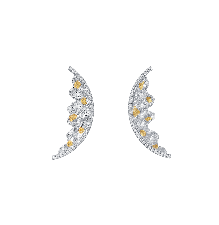 Silver and 24K Gold Zircon Moonlit Serenade Earrings - BYRDSTRÖM JEWELRY