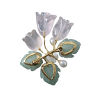 Crystal Pearl Jade Crape Myrtle Flower Brooch