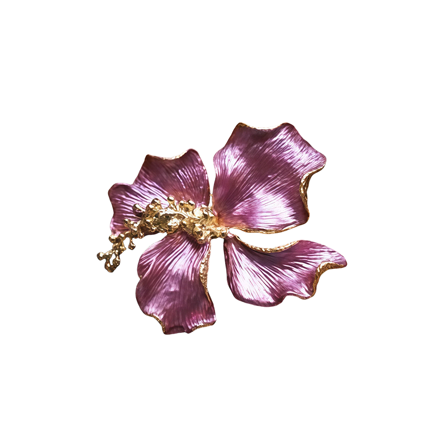 Pink Iris Flower Brooch
