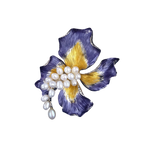 Blue Iris Flower Brooch
