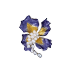 Blue Iris Flower Brooch