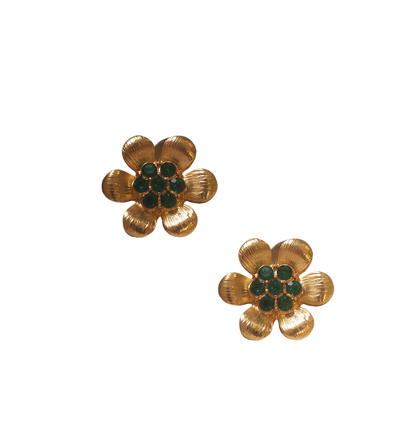 Vintage Crystal Floral Earrings