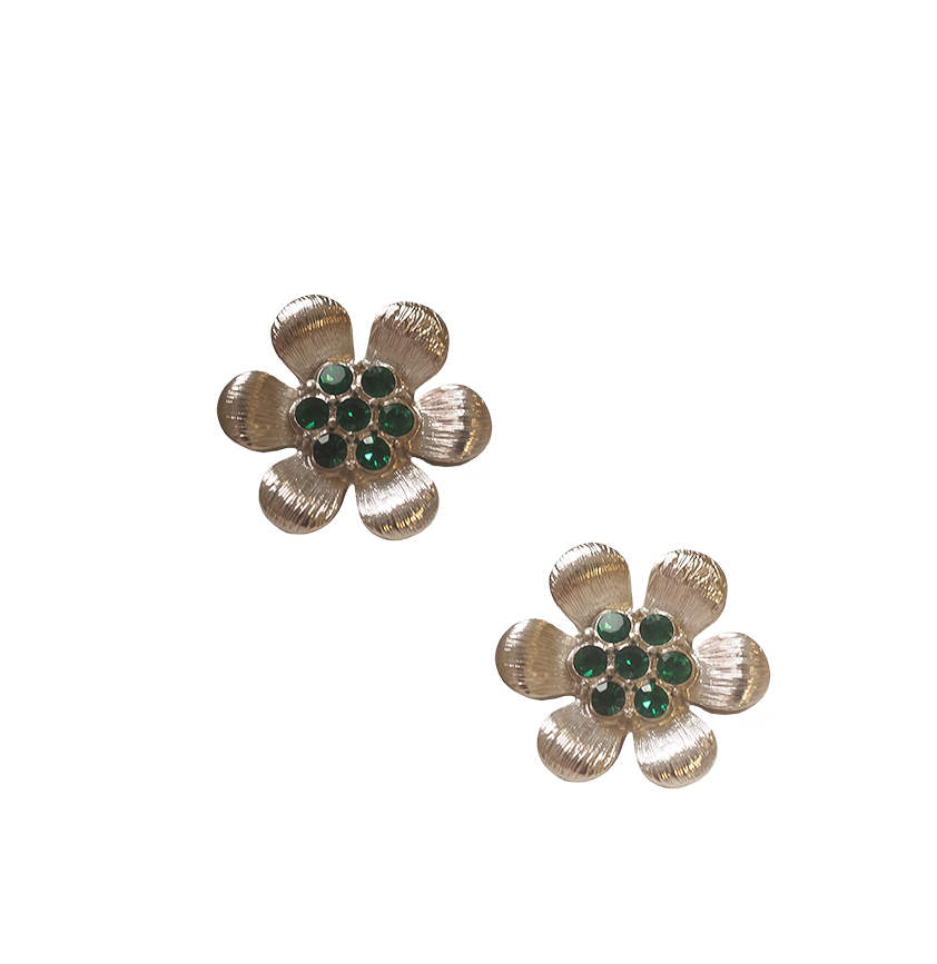 Vintage Crystal Floral Earrings