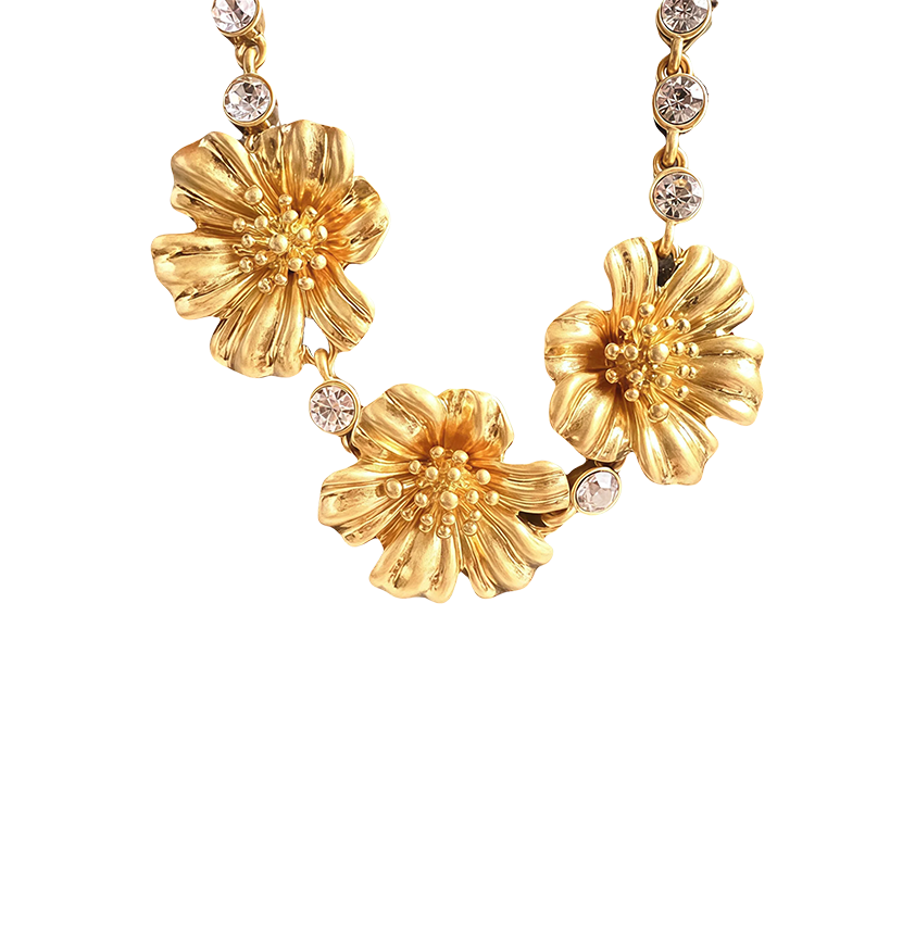 Vintage Gold-Plated Cherry Blossom Necklace