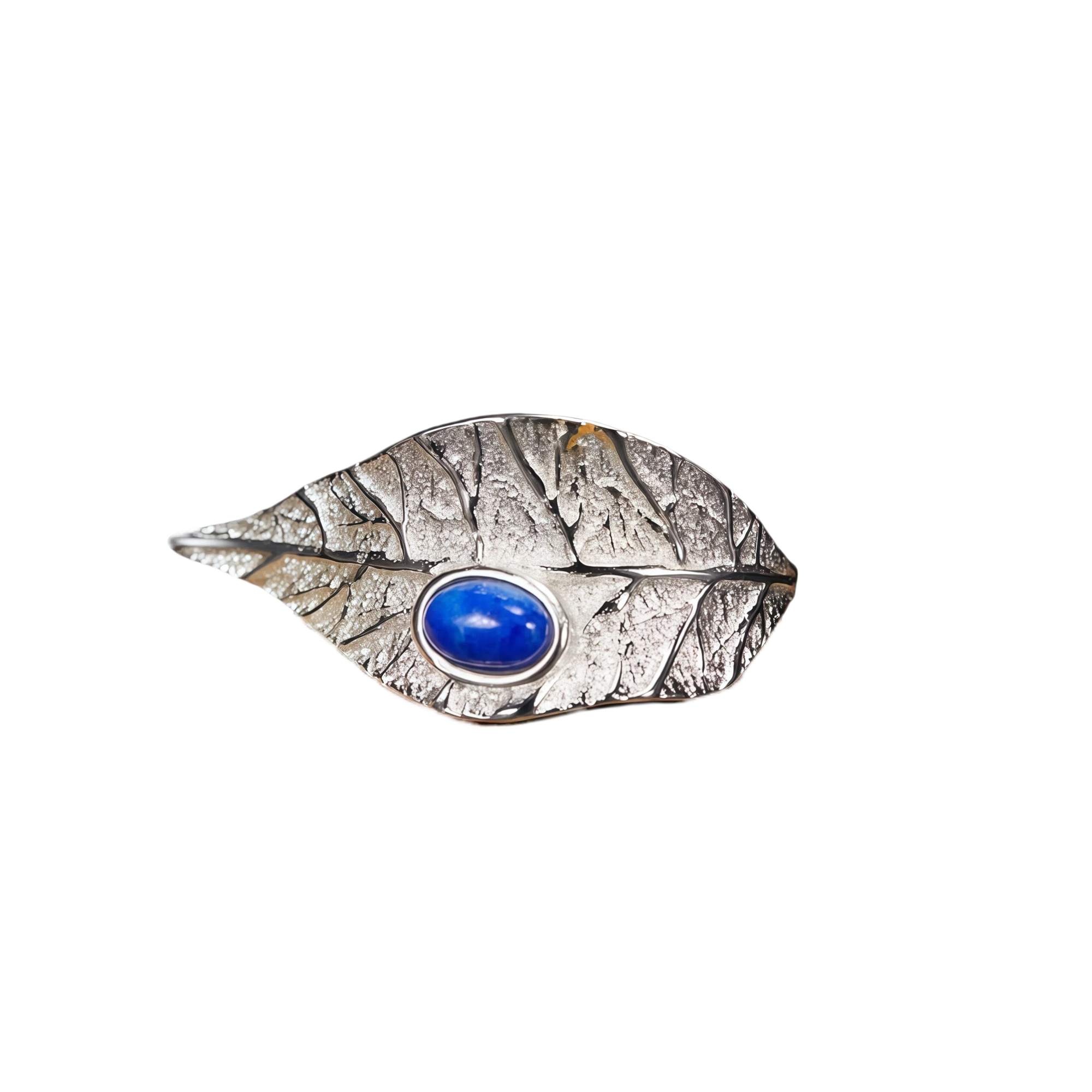 Artistic Leaf Natural Gemstone Open Ring