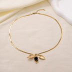 Leaf & Berry Metallic Hoop Necklace